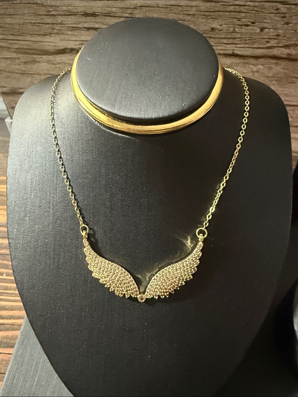 Gold Plated On Stainless S Crystal Angel Wing Necklace Women's Sparkling Pendant